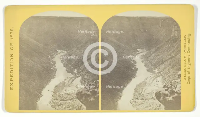 Marble Cañon, one of the gorges of the Colorado here, 1.200 feet deep..., 1872. Creator: William H. Bell.