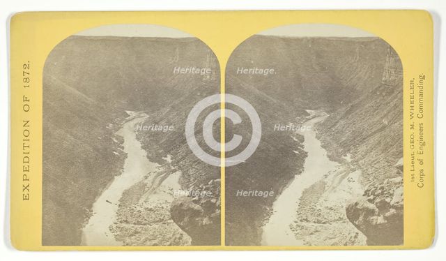 Marble Cañon, one of the gorges of the Colorado here, 1.200 feet deep..., 1872. Creator: William H. Bell.
