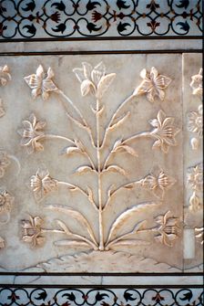Marble carving of formalised lily, Taj Mahal, Agra, India, 17th century