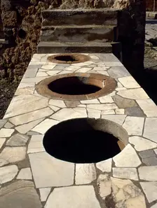 Marble-covered counter, Thermopolium, Via Consolare, Pompeii, Italy, 2002. Creator: LTL