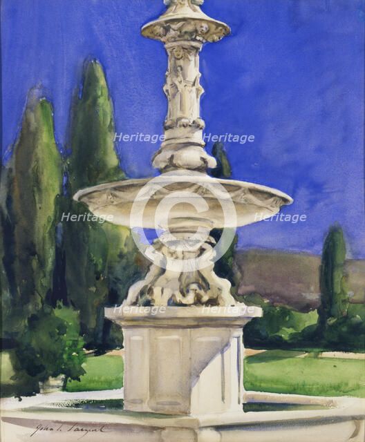 Marble Fountain in Italy, ca. 1907. Creator: John Singer Sargent.