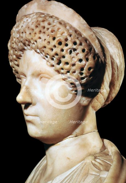 Marble head of Julia, wife of Tiberius Caesar, 1st century BC. Artist: Unknown