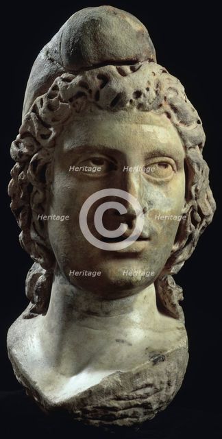 Marble head of Mithras, the Persian god of heavenly light. Creator: Unknown.