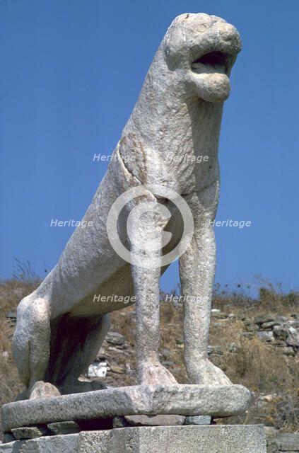 Marble lion at Delos in Greece, 7th century BC. Artist: Unknown