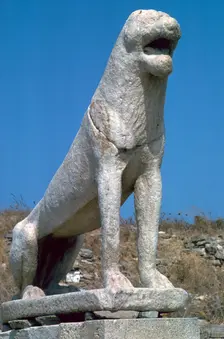 Marble lion at Delos in Greece, 7th century BC