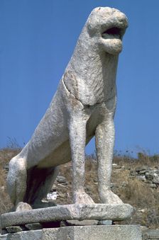Marble lion at Delos in Greece, 7th century BC