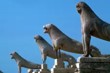 Marble lions at Delos in Greece, 7th century BC