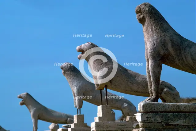 Marble lions at Delos in Greece, 7th century BC. Artist: Unknown