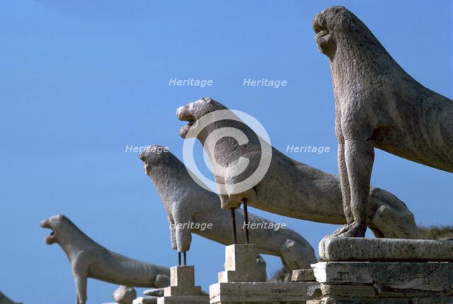 Marble lions at Delos in Greece, 7th century BC. Artist: Unknown