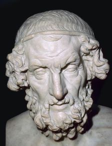 Marble portrait bust of Homer, Roman, from Baiae, Campania, Italy, 1st-2nd century