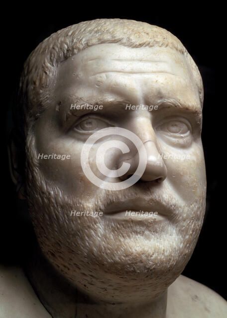 Marble portrait bust of the Roman Emperor Balbinus, 3rd century. Artist: Unknown