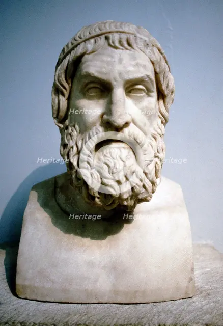 Marble portrait bust said to be of Sophocles, Athenian writer of tragedies. Artist: Unknown