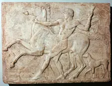 Marble Roman relief of a boy and a horse, Hadrian's villa, 1st century