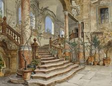 Marble staircase at Palazzo Bonagia in Palermo, 1878 or 1880. Creator: Alois Schonn