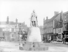 Marble statue depicting Alfred the Great, Market Place, Wantage, Oxfordshire, 1895. Creator: Henry Taunt