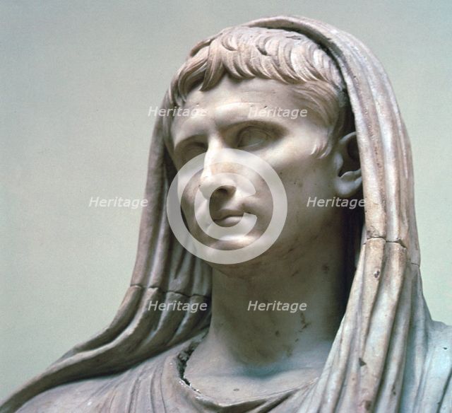 Marble statue of the Emperor Augustus as Pontifex Maximus, 1st century BC. Artist: Unknown