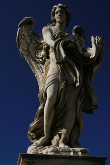 Marble statue of an angel on the Ponte Sant'Angelo, Rome, Italy, 2022. Creator: LTL