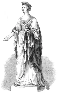 Marble statue of Her Majesty, in the Royal Exchange, 1845. Creator: W. J. Linton