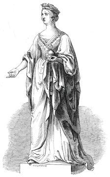 Marble statue of Her Majesty, in the Royal Exchange, 1845. Creator: W. J. Linton