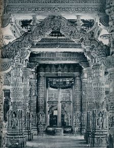 Marble Sculpture at an entrance to a Jain Temple at Dilwara, Mount Abu c1100