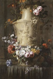 Marble Vase with Garland of Flowers. Creator: Jean-Baptisite Monnoyer
