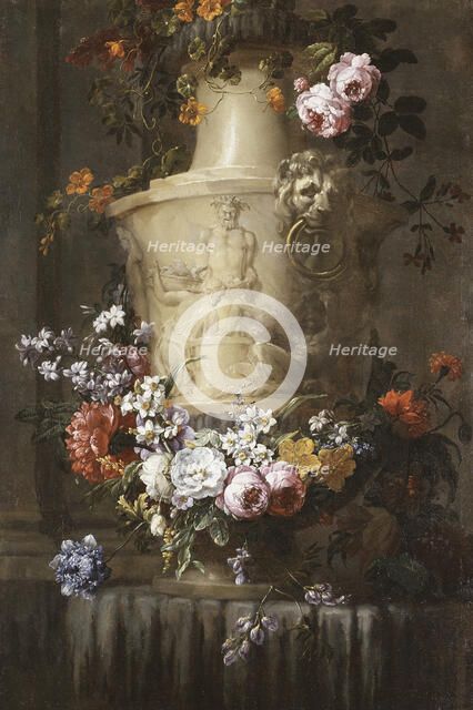 Marble Vase with Garland of Flowers. Creator: Jean-Baptisite Monnoyer.