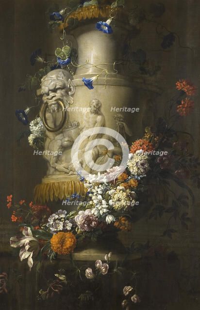 Marble Vase with Garland of Flowers. Creator: Jean-Baptisite Monnoyer.