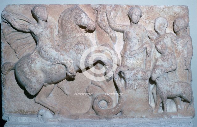 Marble votive relief of a Hero Rider from the Cyclades. Artist: Unknown