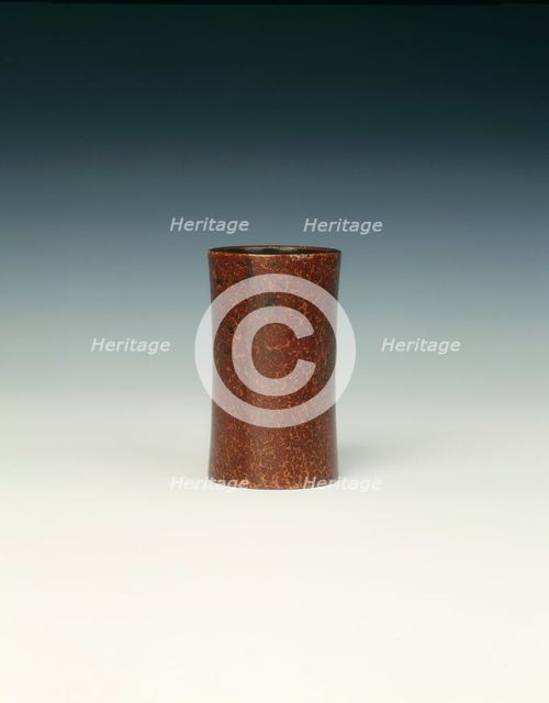 Marbled lacquer bamboo spill holder, Qing dynasty, China, 18th century. Creator: Unknown.