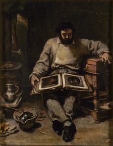 Marc Trapadoux Examining a Book of Prints, ca 1848