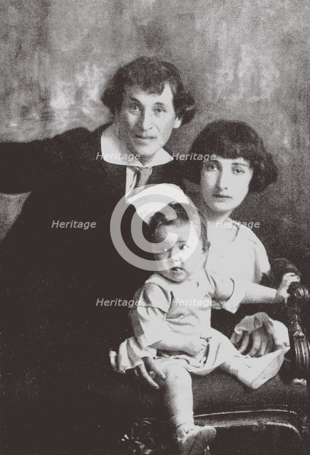 Marc Chagall with his first wife Bella and Daughter Ida, 1917.