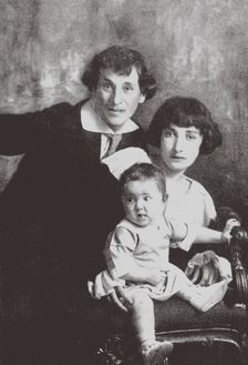Marc Chagall with his first wife Bella and Daughter Ida, 1917