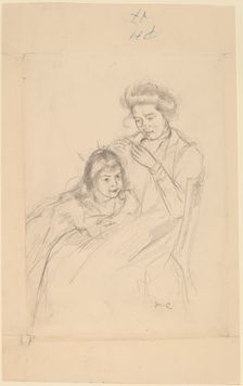 Margot Leaning against Reine's Knee, c. 1902. Creator: Mary Cassatt