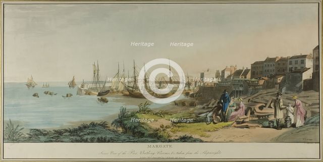 Margate, Inner View of the Pier, Bathing Rooms, and taken from the Shipwrights, June 1, 1805. Creator: John Raphael Smith.