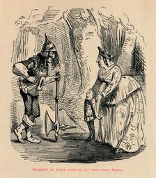 Margaret of Anjou meeting the benevolent Robber . Artist: John Leech