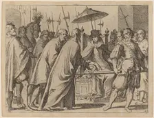 Margaret of Austria Being Carried in a Chaise, 1612. Creator: Raffaello Schiaminossi