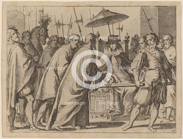 Margaret of Austria Being Carried in a Chaise, 1612. Creator: Raffaello Schiaminossi.