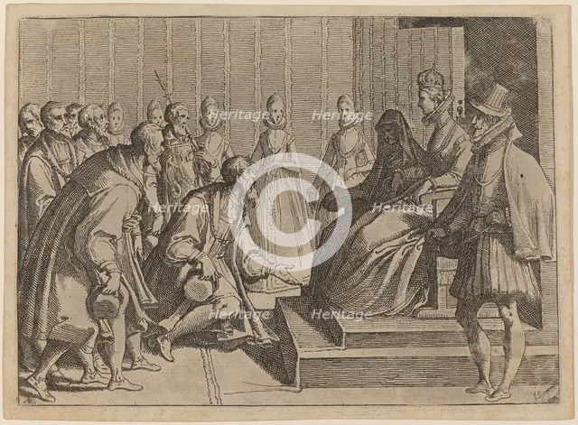 Margaret of Austria Giving Audience to a Nobleman, 1612. Creator: Raffaello Schiaminossi.