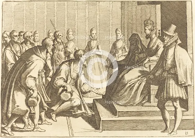 Margaret of Austria Giving Audience to a Nobleman, 1612. Creator: Raffaello Schiaminossi.