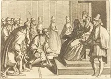 Margaret of Austria Giving Audience to a Nobleman, 1612. Creator: Raffaello Schiaminossi