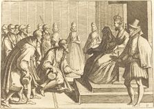 Margaret of Austria Giving Audience to a Nobleman, 1612. Creator: Raffaello Schiaminossi
