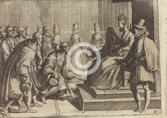Margaret of Austria Giving Audience to a Nobleman [verso], 1612. Creator: Raffaello Schiaminossi.