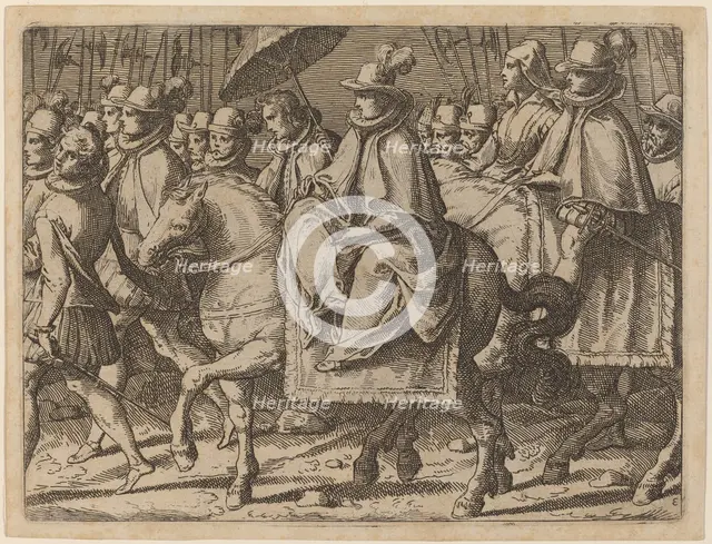 Margaret of Austria on Horseback, 1612. Creator: Raffaello Schiaminossi.