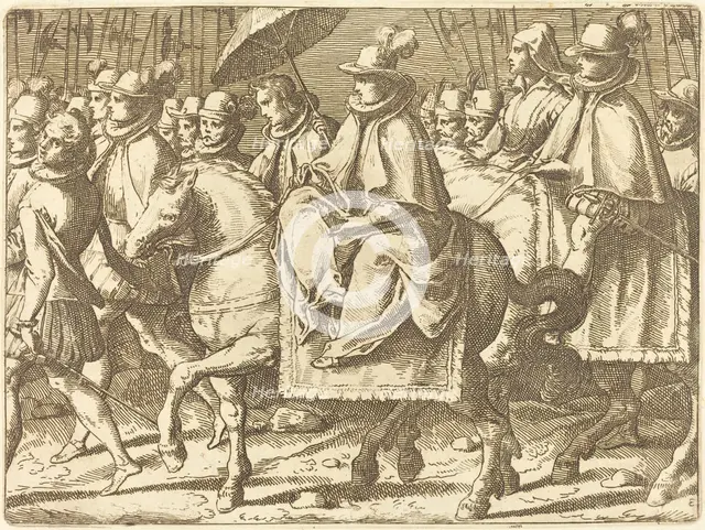 Margaret of Austria on Horseback, 1612. Creator: Raffaello Schiaminossi.