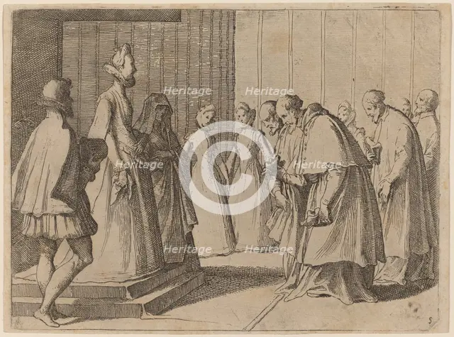 Margaret of Austria Receiving the Homage of Cardinals and Prelates, 1612. Creator: Raffaello Schiaminossi.
