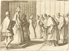 Margaret of Austria Receiving the Homage of Cardinals and Prelates, 1612. Creator: Raffaello Schiaminossi