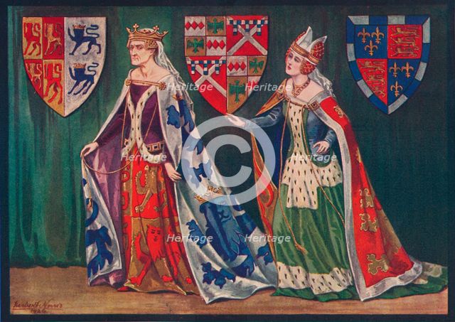 'Margaret, Princess of Wales, 1410. Joice, Lady Tiptoft, 1460', 1926. Artist: Herbert Norris.