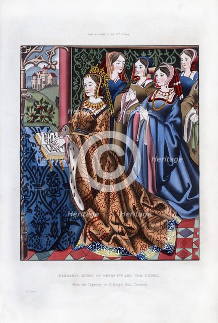 Margaret, Queen of Henry VI, and her Court, mid-15th century, (1843).Artist: Henry Shaw
