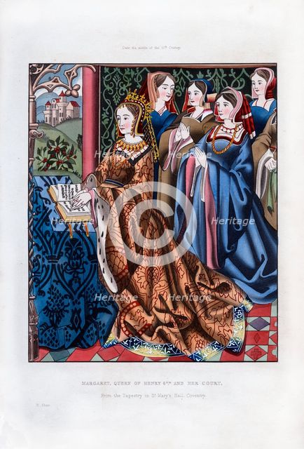 Margaret, Queen of Henry VI, and her Court, mid-15th century, (1843).Artist: Henry Shaw