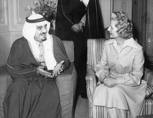 Margaret Thatcher calls on Crown Prince Fahd at Claridges, 23rd October 1975. Creator: Unknown